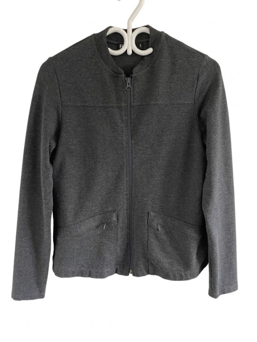 Fig Charcoal Grey Full Zip Cardigan Jacket Sz Small